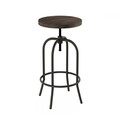 Hastings Home Swivel Bar Stool, Adjustable Backless, Counter Height Kitchen, Metal with Elm Wood, Accent Furniture 827460JOY